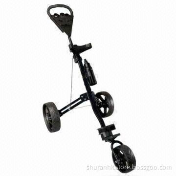 3-wheel Golf Hand Trolley with Adjustable Handle Angle and Removeable Water Bottle